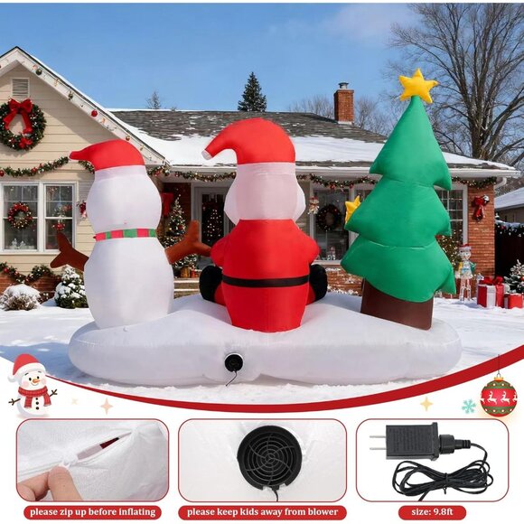 🆕6FT Christmas Inflatable Countdown Tree Santa Claus Snowman Outdoor Decoration - Picture 8 of 8